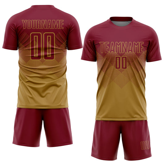 Custom Old Gold Crimson Sublimation Soccer Uniform Jersey - Sky-Custom