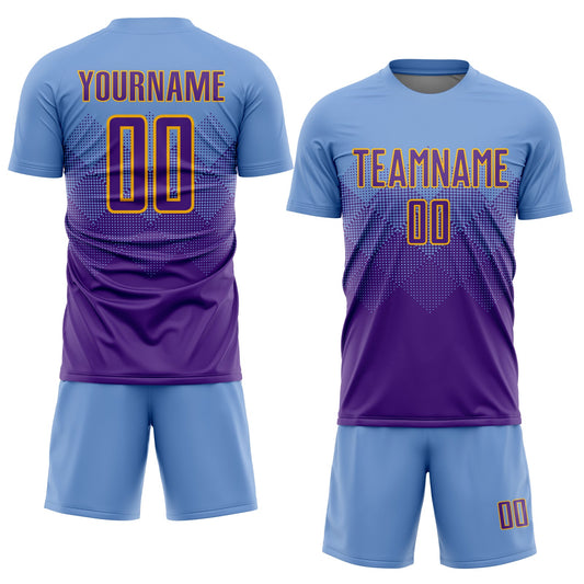 Custom Light Blue Purple-Gold Sublimation Soccer Uniform Jersey - Sky-Custom