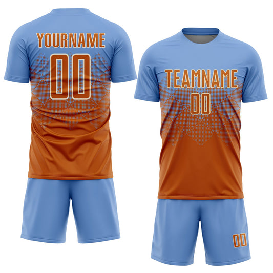 Custom Light Blue Texas Orange-Cream Sublimation Soccer Uniform Jersey - Sky-Custom