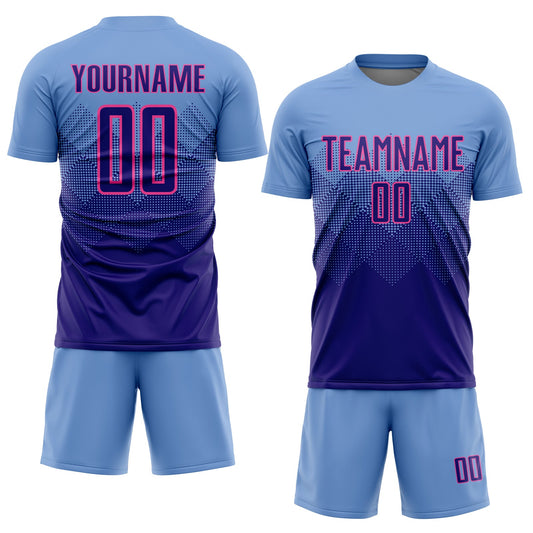Custom Light Blue Dark Purple-Pink Sublimation Soccer Uniform Jersey - Sky-Custom