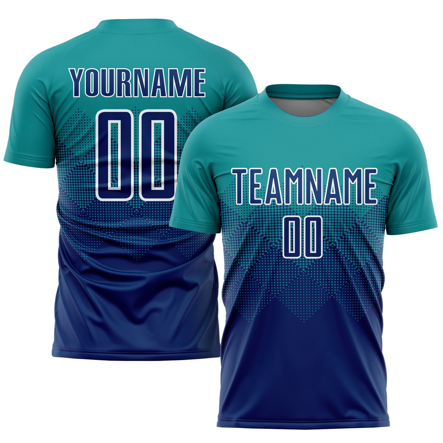 Custom Teal US Navy Blue-White Sublimation Soccer Uniform Jersey - Sky-Custom