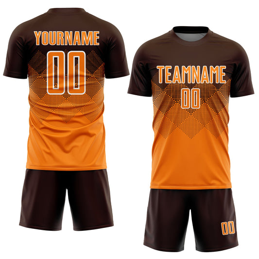 Custom Brown Bay Orange-White Sublimation Soccer Uniform Jersey - Sky-Custom