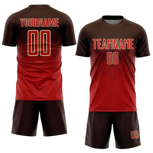 Custom Brown Red-Cream Sublimation Soccer Uniform Jersey - Sky-Custom