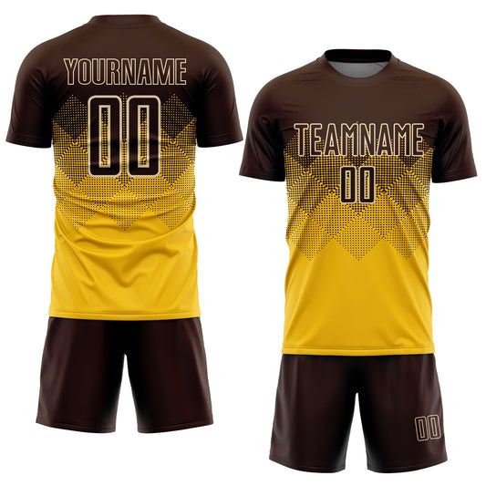 Custom Gold Brown-Cream Sublimation Soccer Uniform Jersey - Sky-Custom