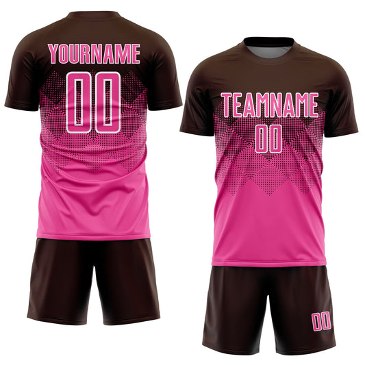 Custom Brown Pink-White Sublimation Soccer Uniform Jersey - Sky-Custom
