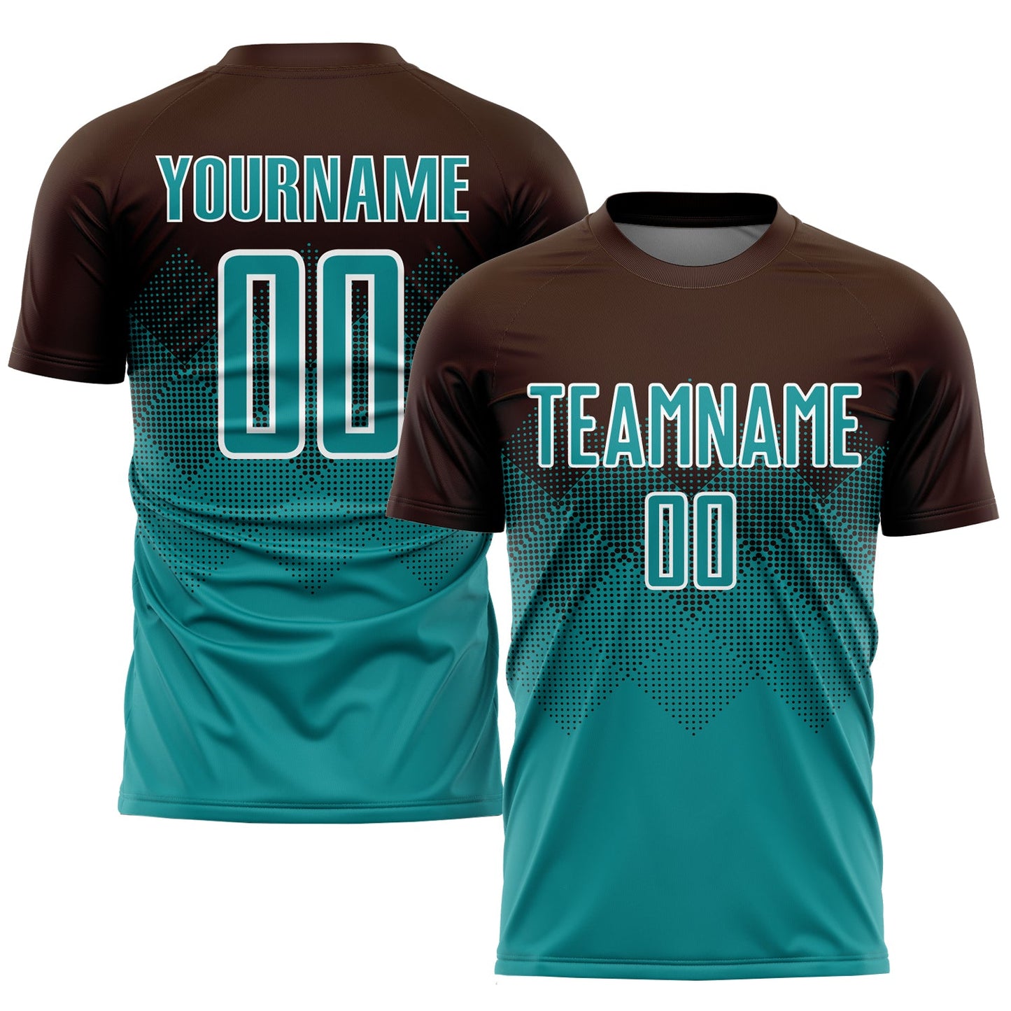 Custom Brown Teal-White Sublimation Soccer Uniform Jersey - Sky-Custom