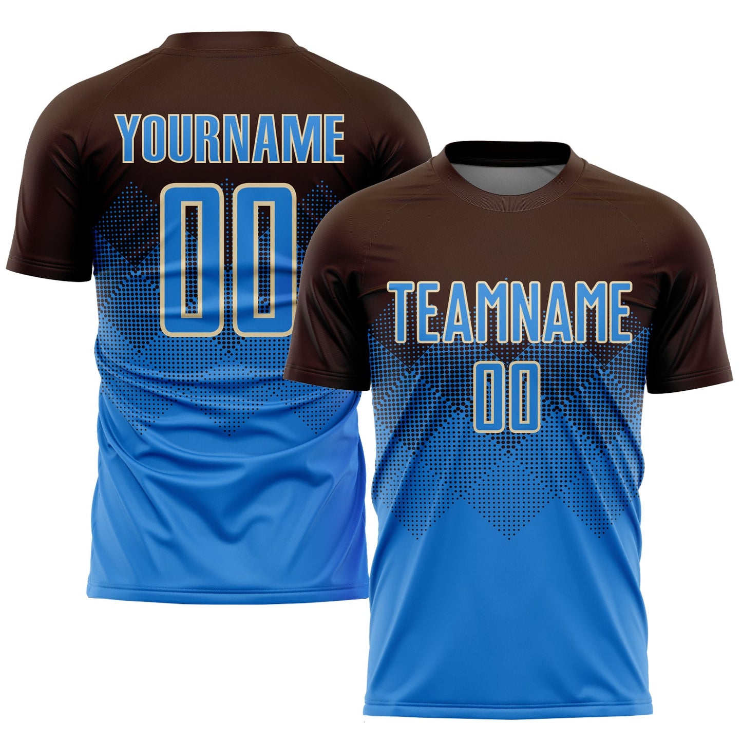 Custom Brown Powder Blue-Cream Sublimation Soccer Uniform Jersey - Sky-Custom