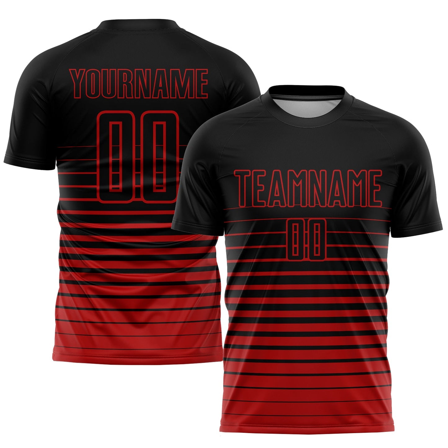 Custom Black Red Pinstripe Fade Fashion Sublimation Soccer Uniform Jersey - Sky-Custom