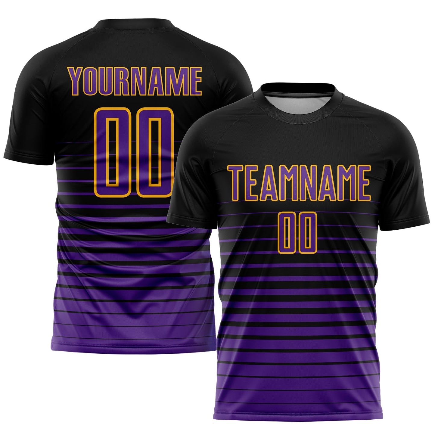 Custom Black Purple-Gold Pinstripe Fade Fashion Sublimation Soccer Uniform Jersey - Sky-Custom