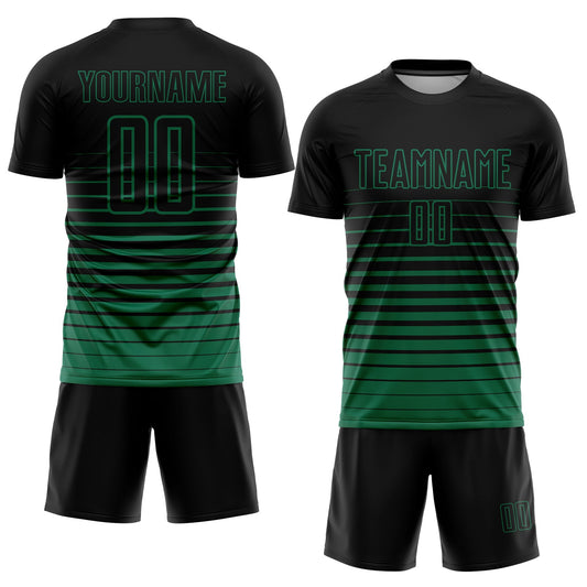 Custom Black Kelly Green Pinstripe Fade Fashion Sublimation Soccer Uniform Jersey - Sky-Custom