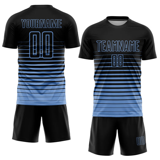 Custom Black Light Blue Pinstripe Fade Fashion Sublimation Soccer Uniform Jersey - Sky-Custom