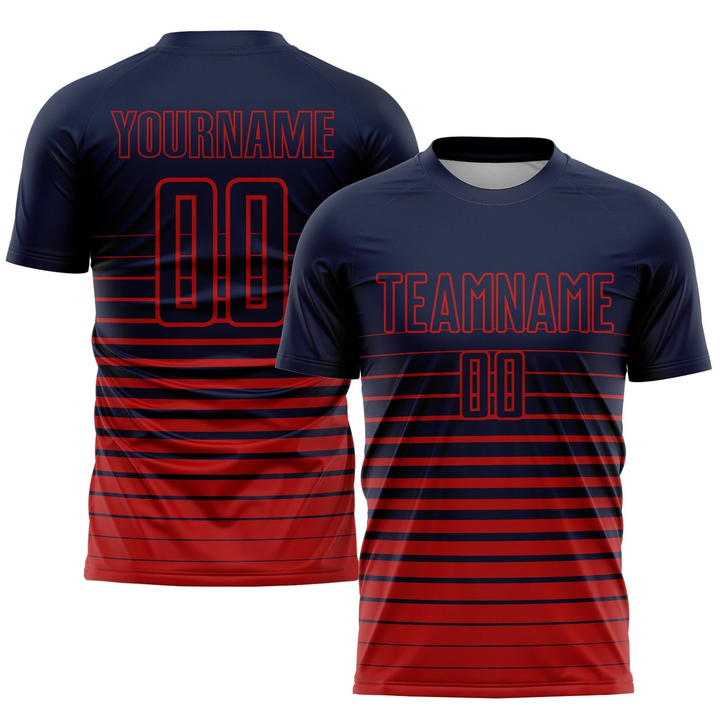 Custom Navy Red Pinstripe Fade Fashion Sublimation Soccer Uniform Jersey - Sky-Custom