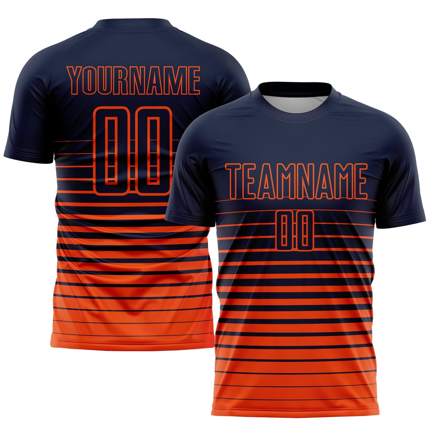 Custom Navy Orange Pinstripe Fade Fashion Sublimation Soccer Uniform Jersey - Sky-Custom