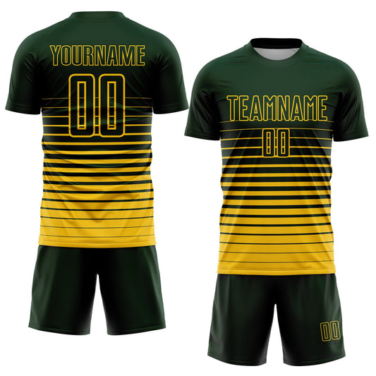 Custom Green Yellow Pinstripe Fade Fashion Sublimation Soccer Uniform Jersey - Sky-Custom