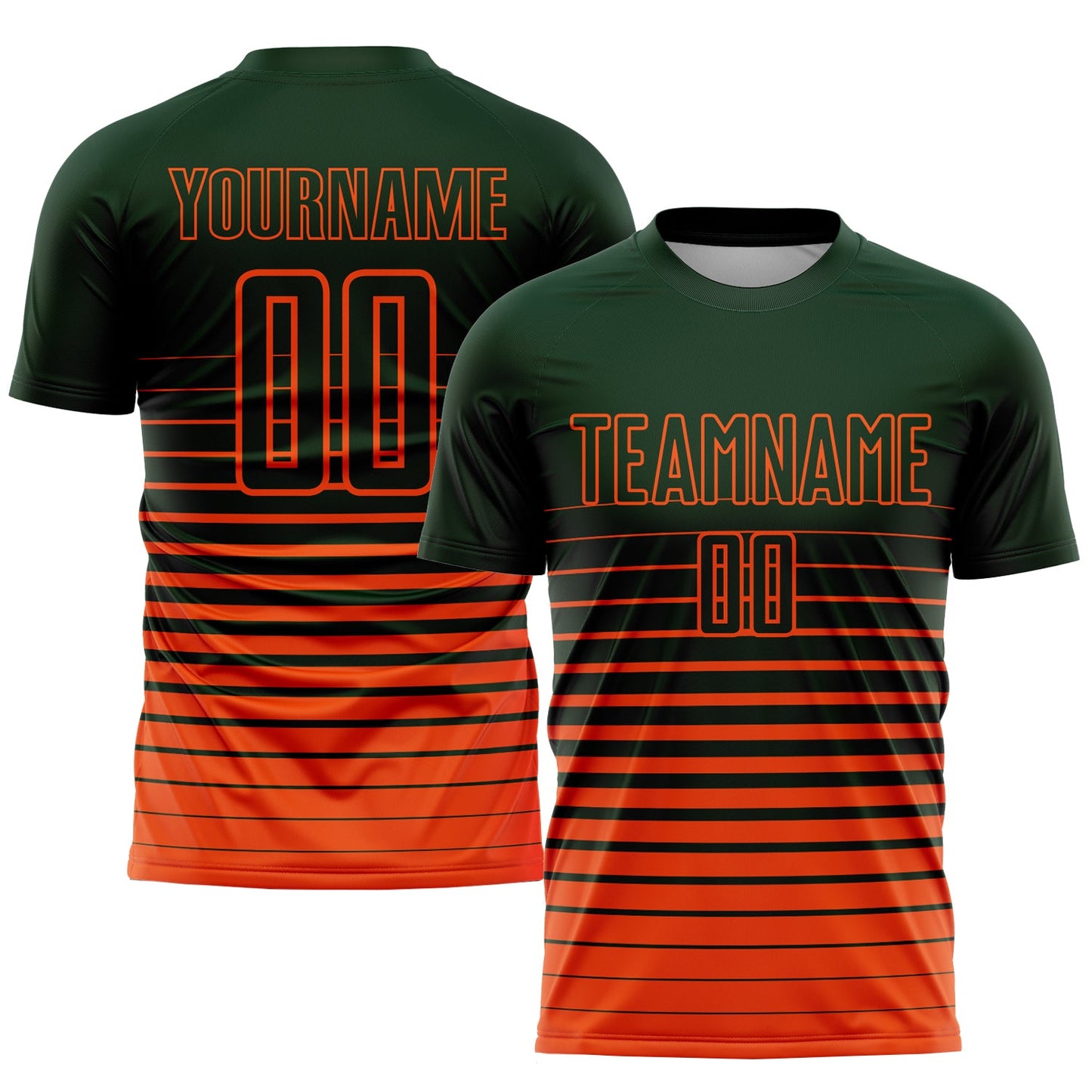 Custom Green Orange Pinstripe Fade Fashion Sublimation Soccer Uniform Jersey - Sky-Custom