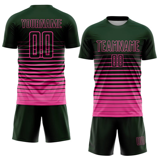 Custom Green Pink Pinstripe Fade Fashion Sublimation Soccer Uniform Jersey - Sky-Custom