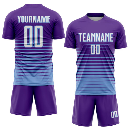 Custom Purple White-Light Blue Pinstripe Fade Fashion Sublimation Soccer Uniform Jersey - Sky-Custom