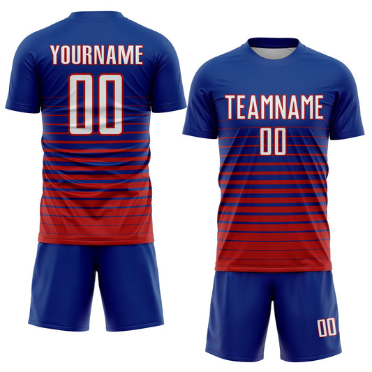 Custom Royal White-Red Pinstripe Fade Fashion Sublimation Soccer Uniform Jersey - Sky-Custom