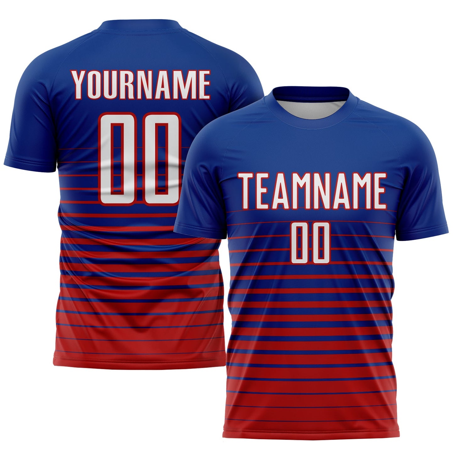 Custom Royal White-Red Pinstripe Fade Fashion Sublimation Soccer Uniform Jersey - Sky-Custom