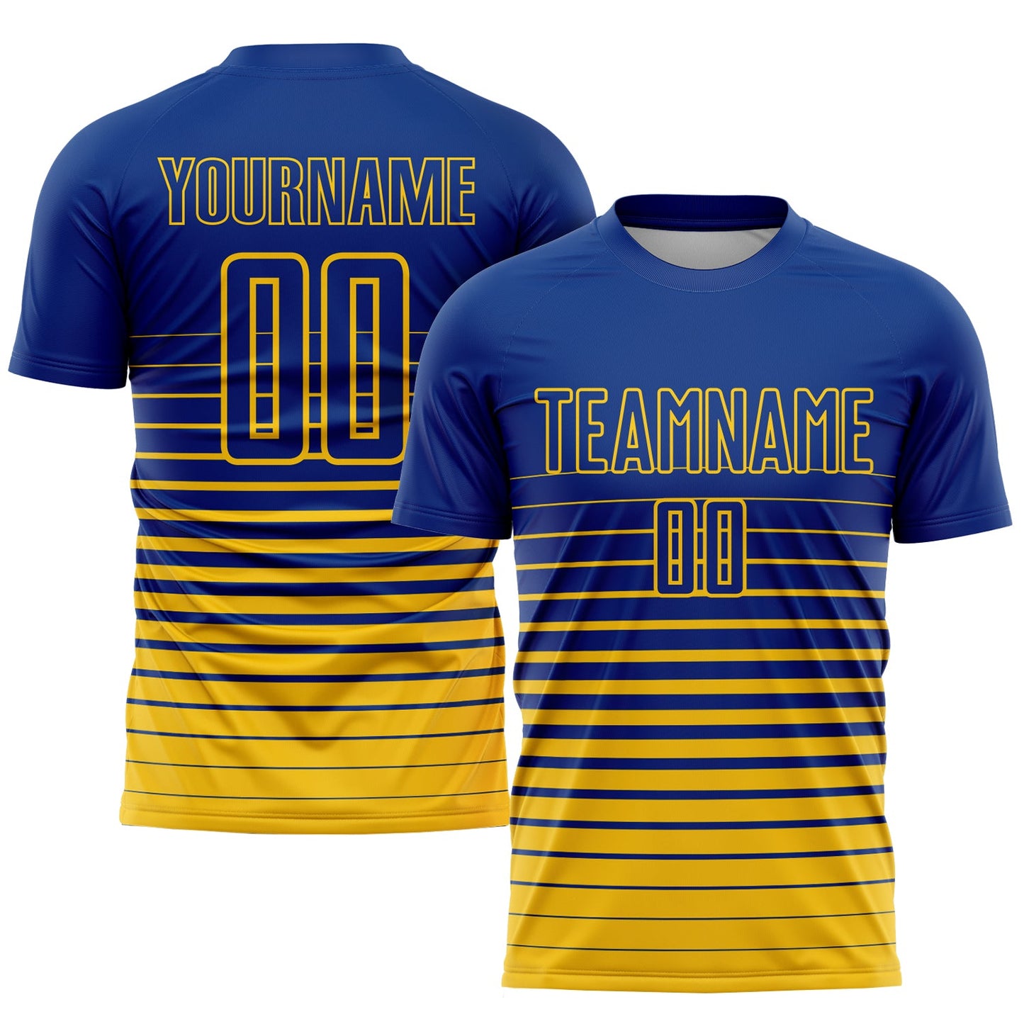 Custom Royal Yellow Pinstripe Fade Fashion Sublimation Soccer Uniform Jersey - Sky-Custom