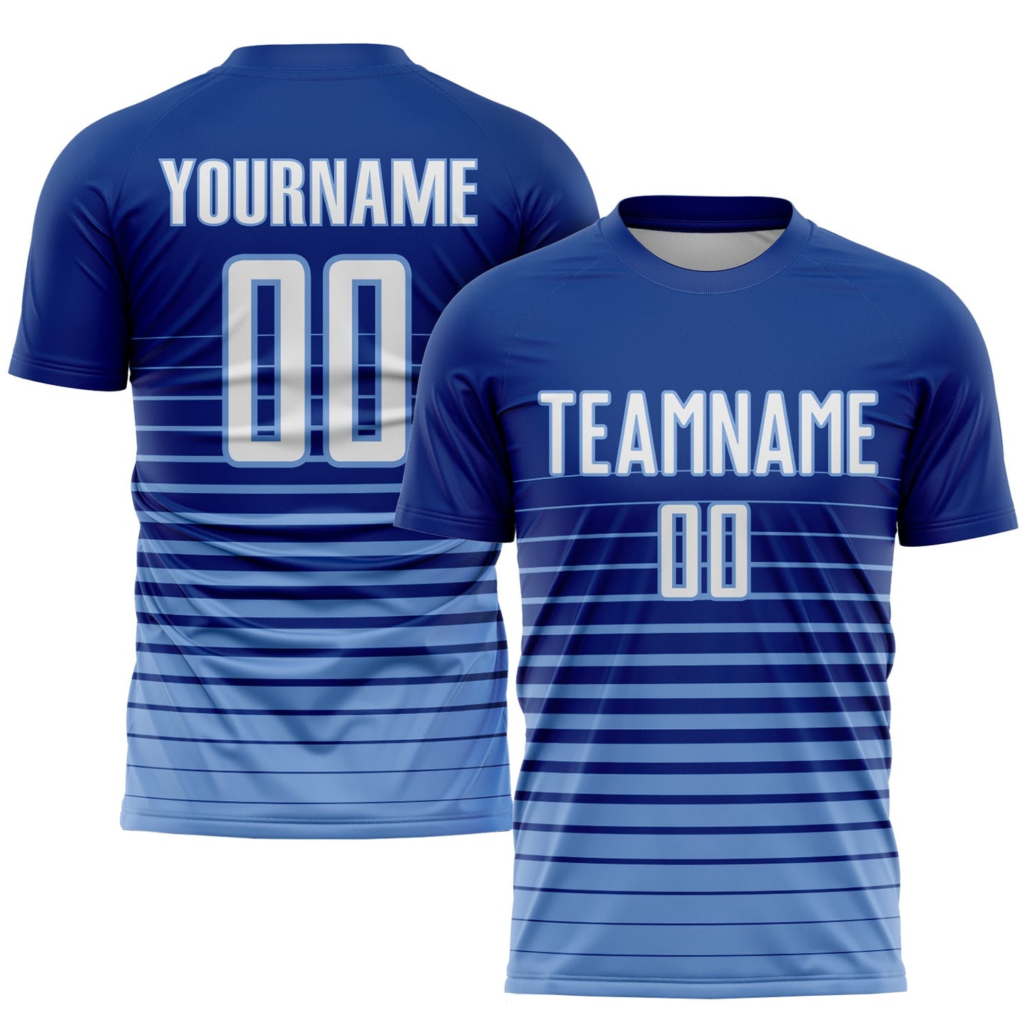 Custom Royal White-Light Blue Pinstripe Fade Fashion Sublimation Soccer Uniform Jersey - Sky-Custom