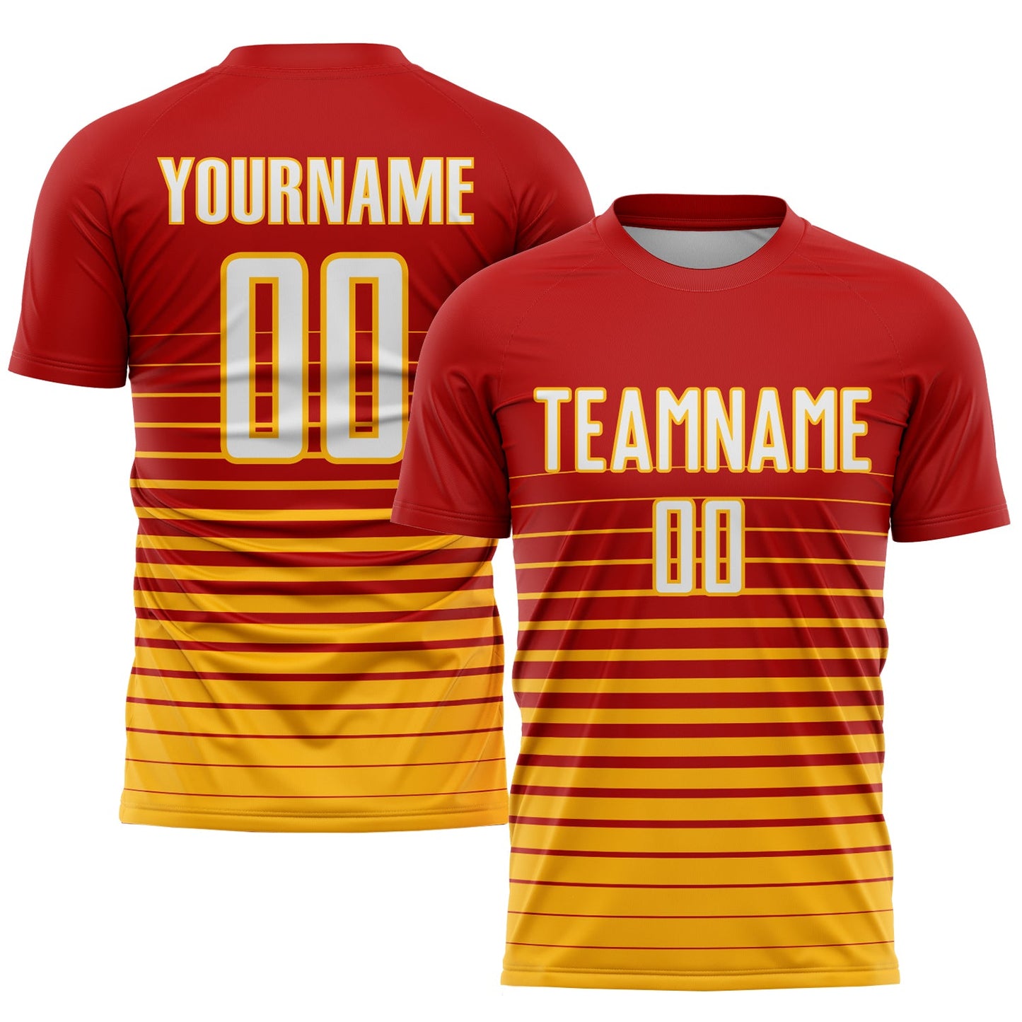 Custom Red White-Gold Pinstripe Fade Fashion Sublimation Soccer Uniform Jersey - Sky-Custom