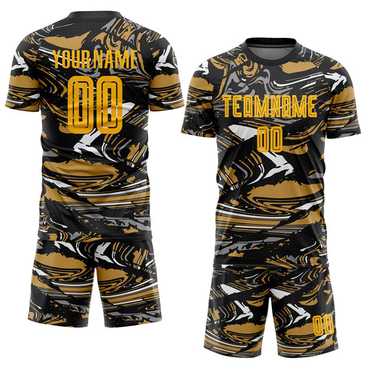 Custom Figure Gold-Old Gold Sublimation Soccer Uniform Jersey - Sky-Custom