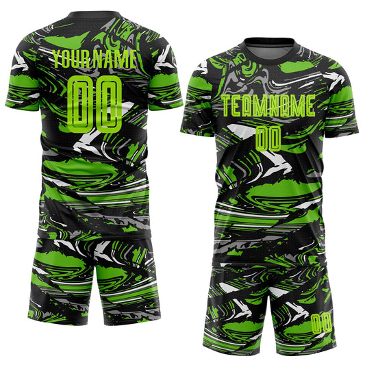 Custom Figure Neon Green-Aurora Green Sublimation Soccer Uniform Jersey - Sky-Custom