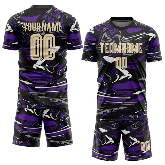 Custom Figure City Cream-Purple Sublimation Soccer Uniform Jersey - Sky-Custom
