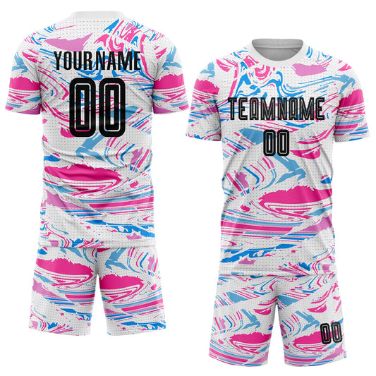 Custom Figure Black-Pink Sublimation Soccer Uniform Jersey - Sky-Custom