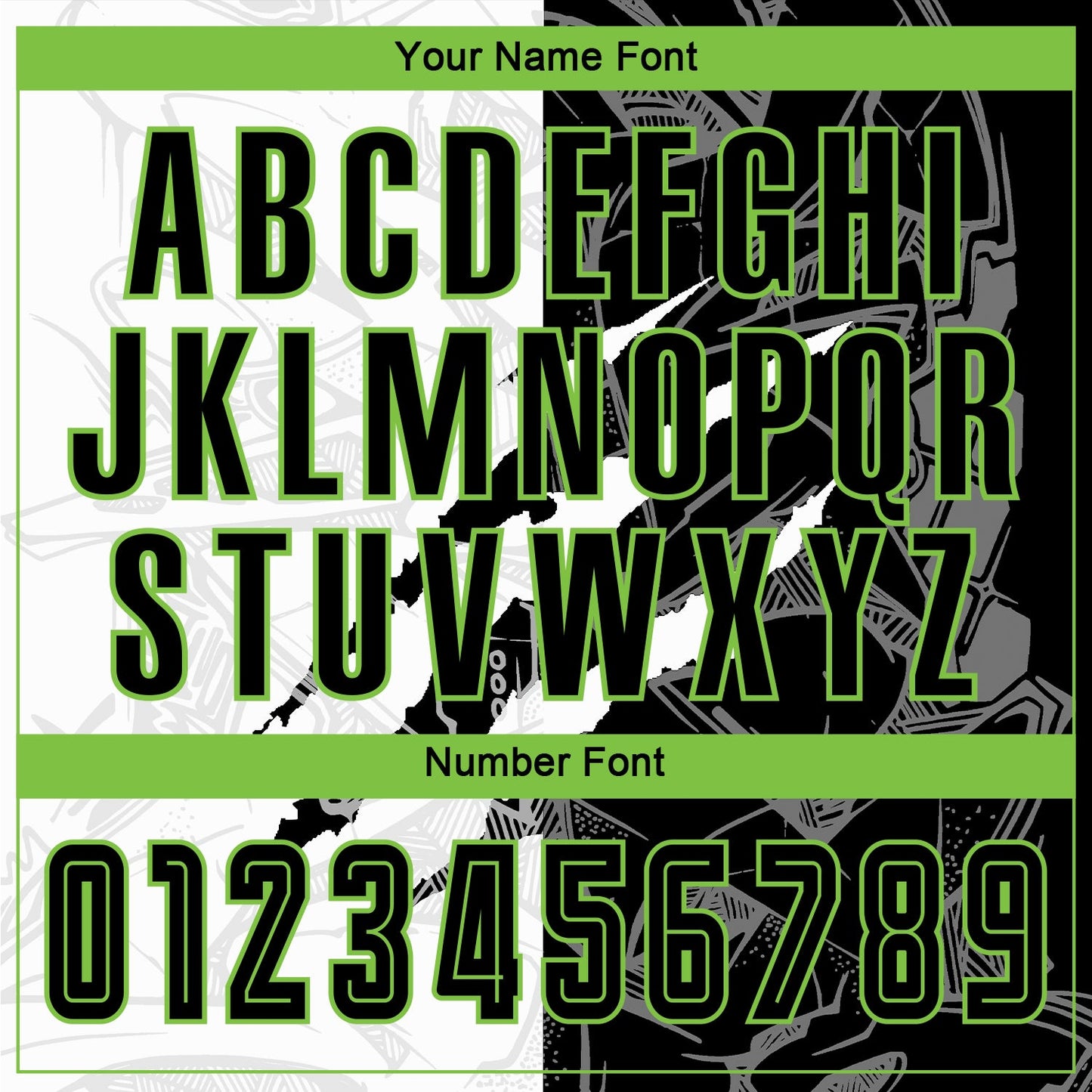 Custom Graffiti Pattern Black-Neon Green Scratch Sublimation Soccer Uniform Jersey - Sky-Custom