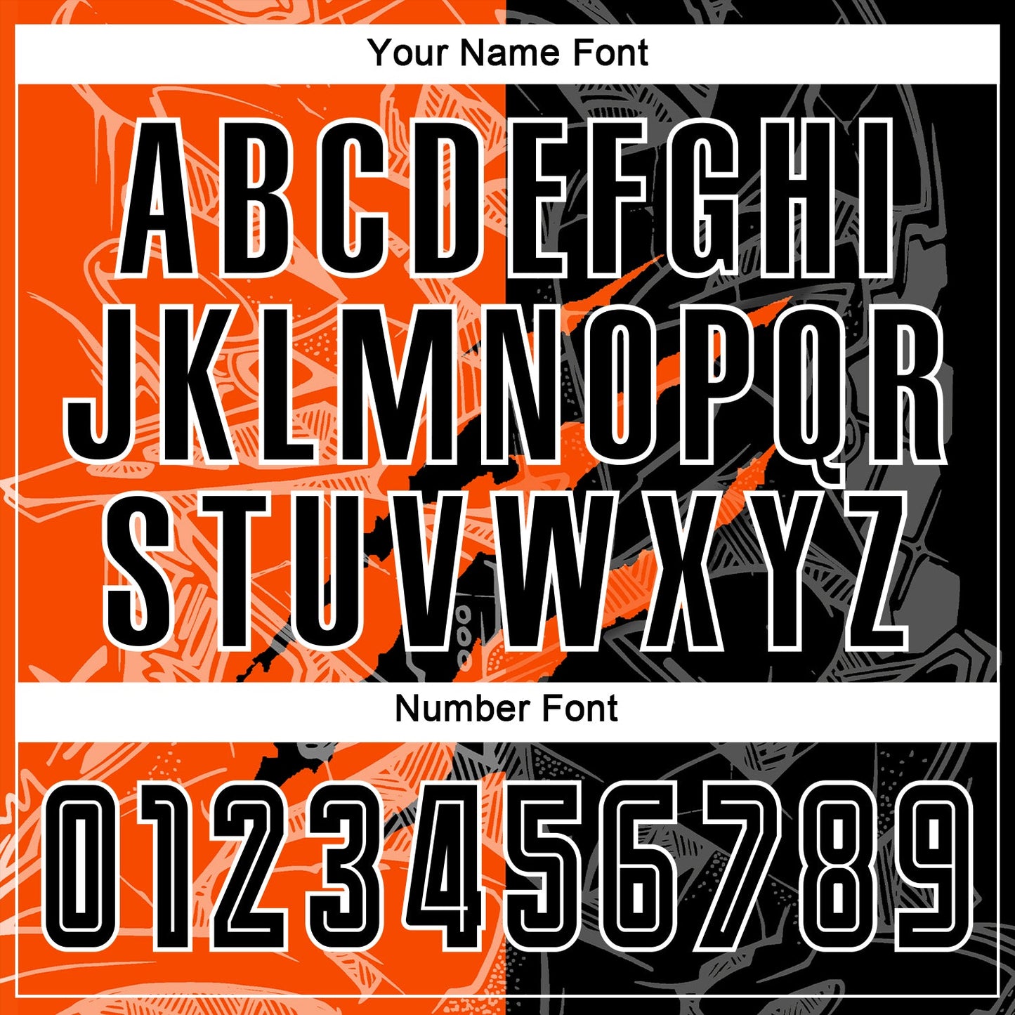 Custom Graffiti Pattern Black-Orange Scratch Sublimation Soccer Uniform Jersey - Sky-Custom