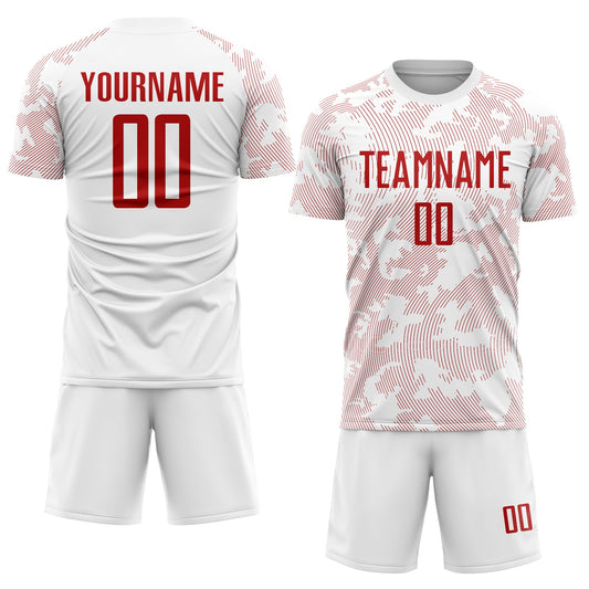 Custom White Red Sublimation Soccer Uniform Jersey - Sky-Custom
