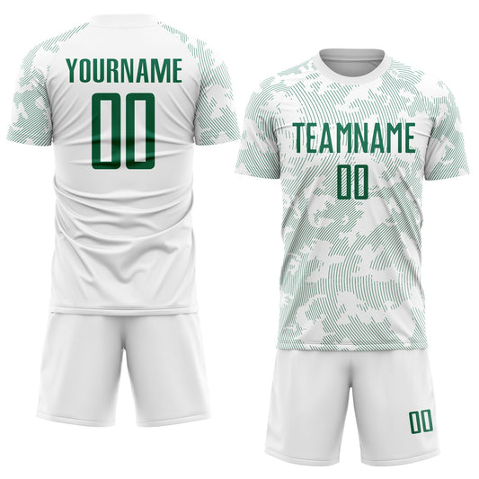 Custom White Kelly Green Sublimation Soccer Uniform Jersey - Sky-Custom