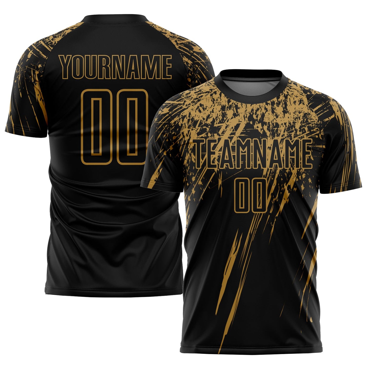 Custom Black Old Gold Sublimation Soccer Uniform Jersey - Sky-Custom