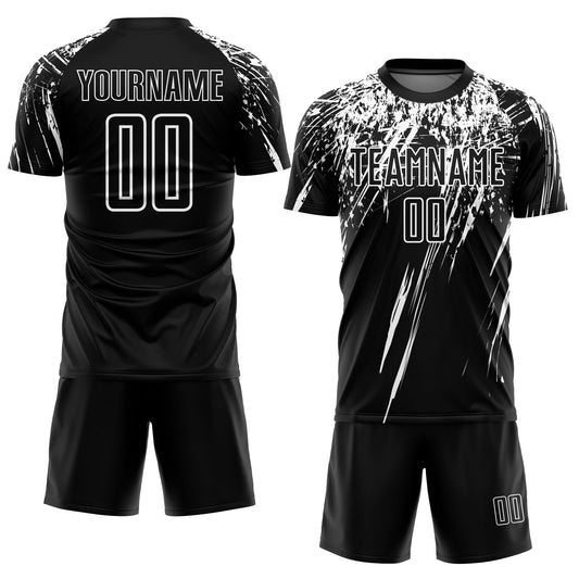 Custom Black White Sublimation Soccer Uniform Jersey - Sky-Custom