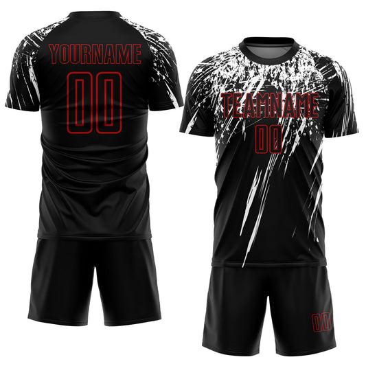 Custom Black Red-White Sublimation Soccer Uniform Jersey - Sky-Custom