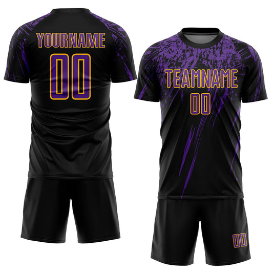 Custom Black Purple-Gold Sublimation Soccer Uniform Jersey - Sky-Custom