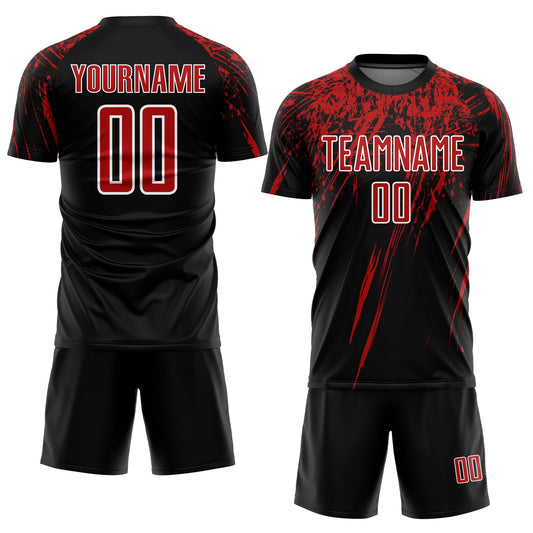 Custom Black Red-White Sublimation Soccer Uniform Jersey - Sky-Custom