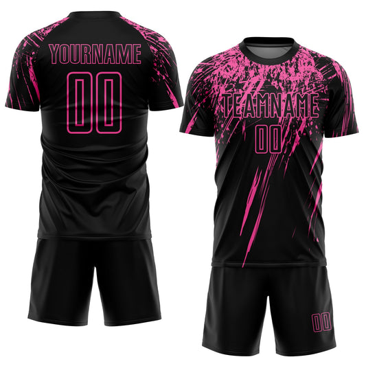 Custom Black Pink Sublimation Soccer Uniform Jersey - Sky-Custom