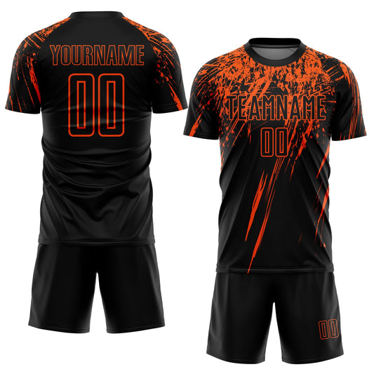 Custom Black Orange Sublimation Soccer Uniform Jersey - Sky-Custom