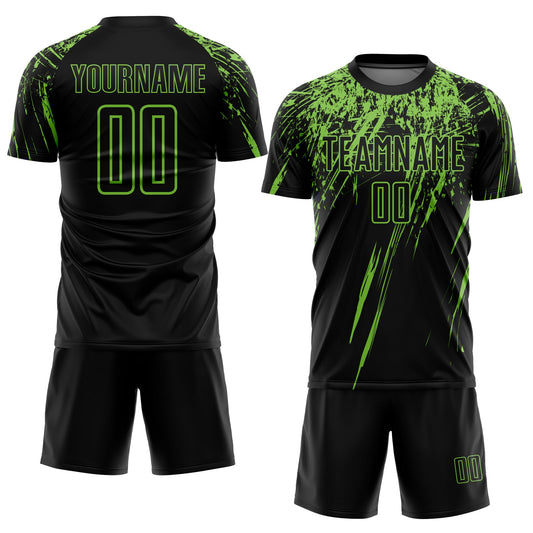 Custom Black Neon Green Sublimation Soccer Uniform Jersey - Sky-Custom