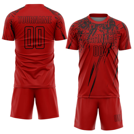 Custom Red Black Sublimation Soccer Uniform Jersey - Sky-Custom