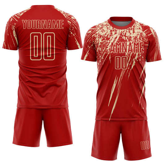 Custom Red City Cream Sublimation Soccer Uniform Jersey - Sky-Custom