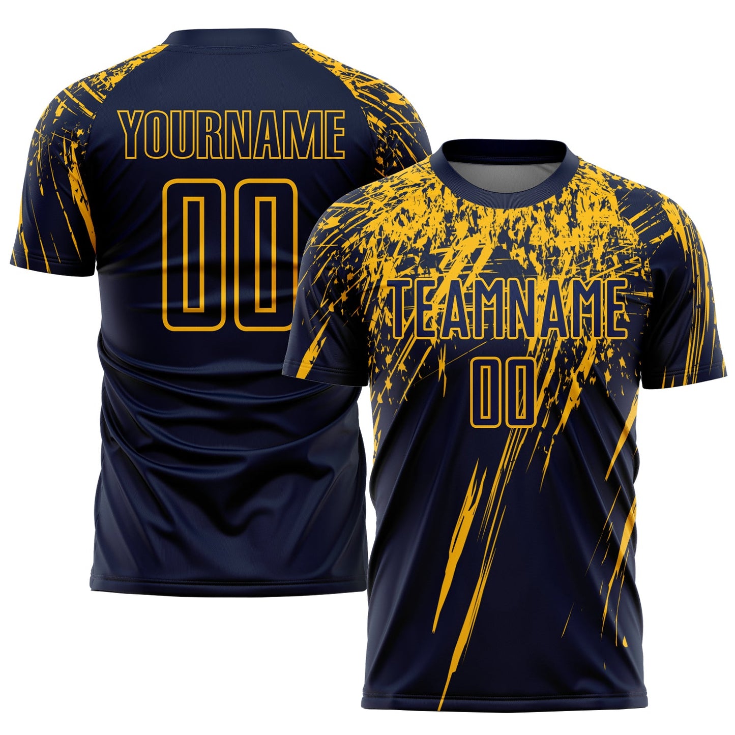 Custom Navy Yellow Sublimation Soccer Uniform Jersey - Sky-Custom