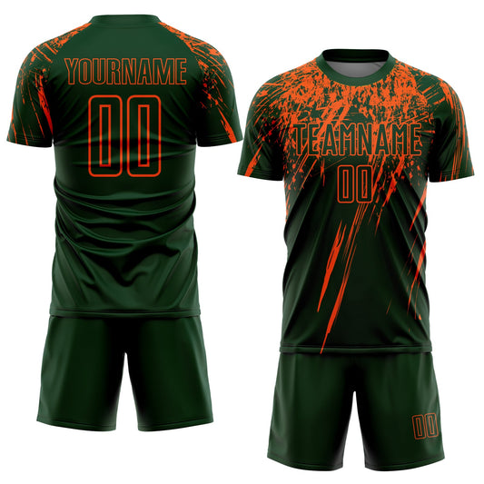 Custom Green Orange Sublimation Soccer Uniform Jersey - Sky-Custom