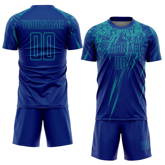 Custom Royal Teal Sublimation Soccer Uniform Jersey - Sky-Custom