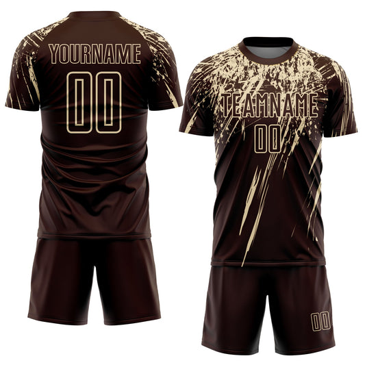 Custom Brown Cream Sublimation Soccer Uniform Jersey - Sky-Custom