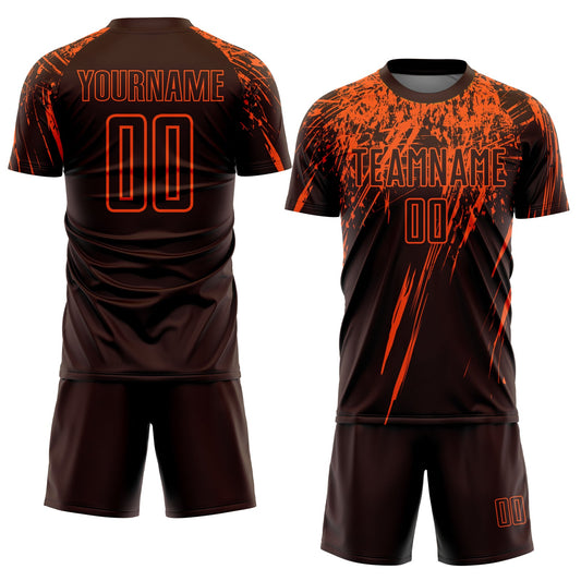 Custom Brown Orange Sublimation Soccer Uniform Jersey - Sky-Custom