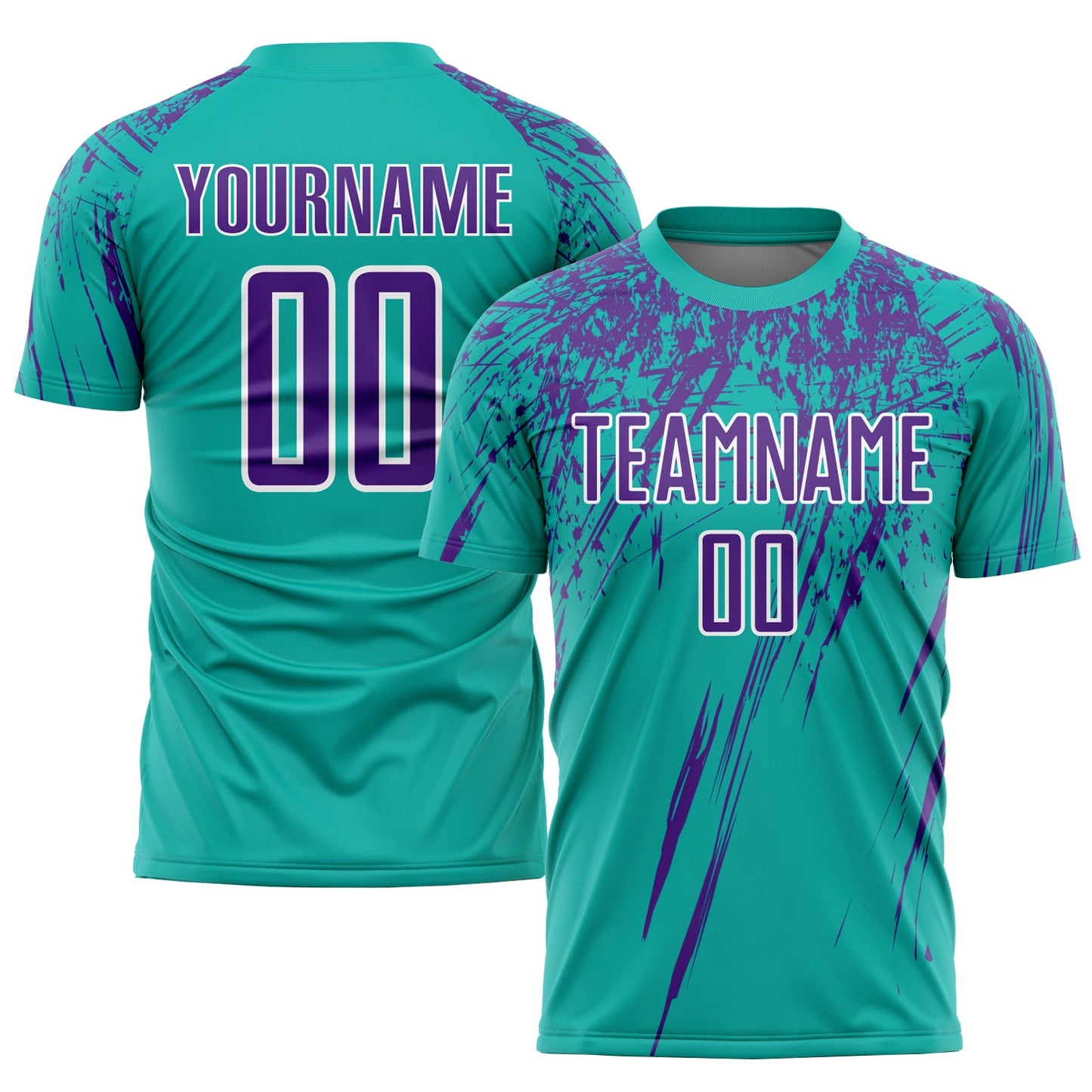 Custom Aqua Purple-White Sublimation Soccer Uniform Jersey - Sky-Custom
